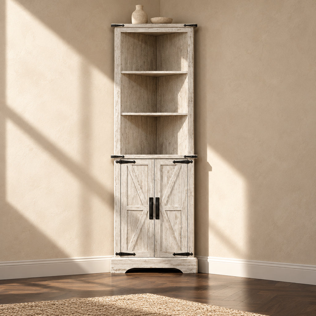 Farmhouse Corner Cabinet, 68 Tall Corner Cabinet, Corner Cabinet