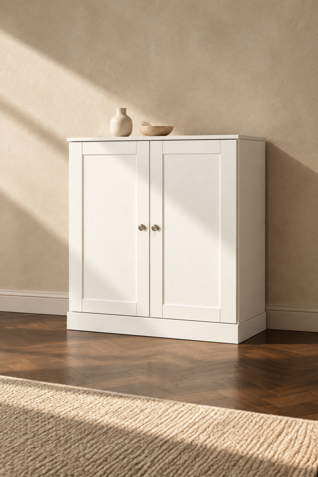 100% Solid Wood 32 Bathroom Cabinet with Solid Doors and Adjustable Shelves