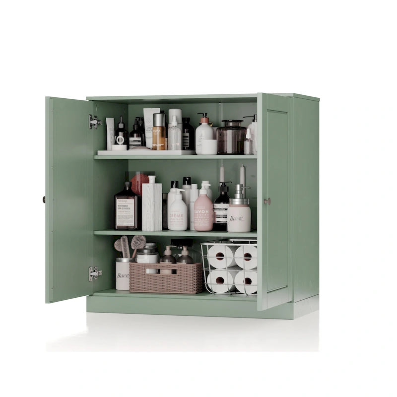 100% Solid Wood 32 Bathroom Cabinet with Solid Doors and Adjustable Shelves