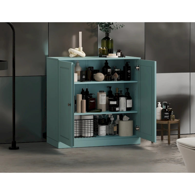 100% Solid Wood 32 Bathroom Cabinet with Solid Doors and Adjustable Shelves