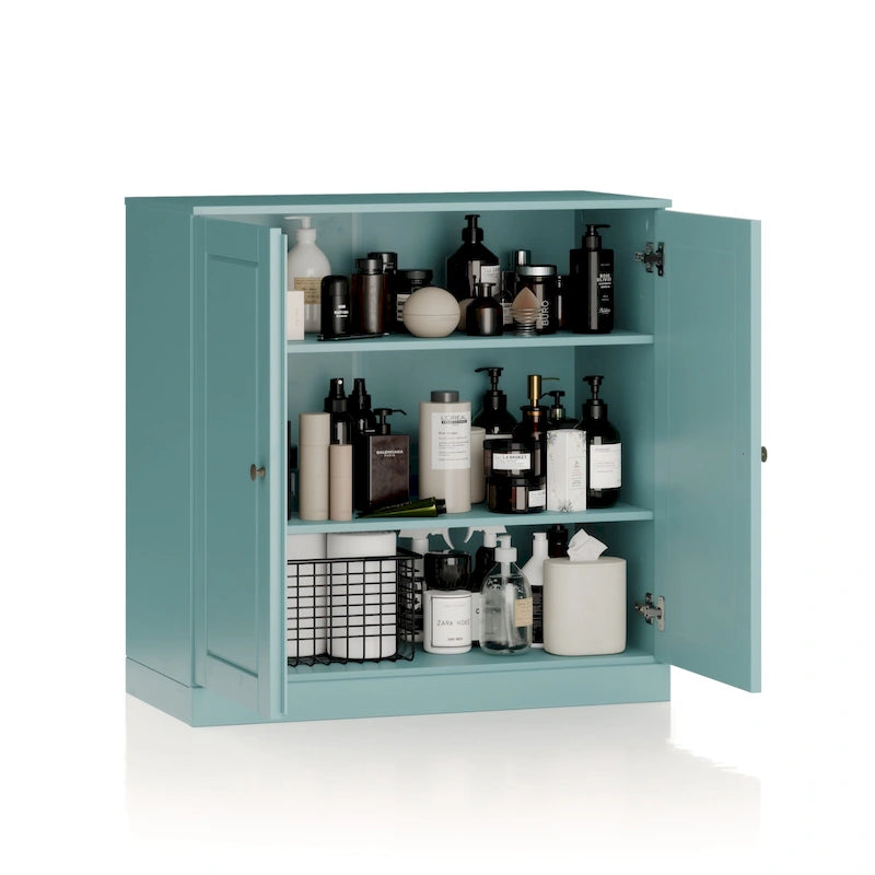 100% Solid Wood 32 Bathroom Cabinet with Solid Doors and Adjustable Shelves