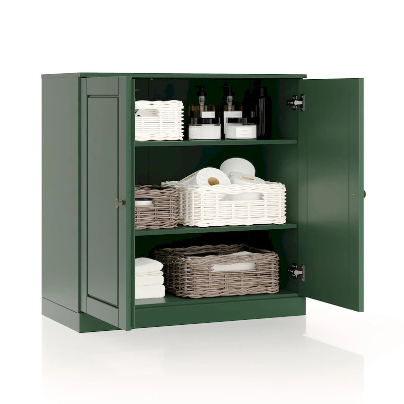 100% Solid Wood 32 Bathroom Cabinet with Solid Doors and Adjustable Shelves