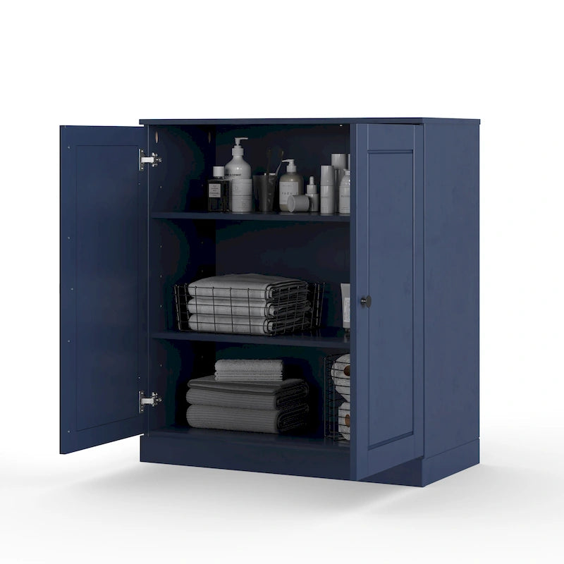 100% Solid Wood 32 Bathroom Cabinet with Solid Doors and Adjustable Shelves