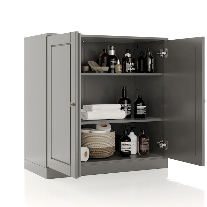 100% Solid Wood 32 Bathroom Cabinet with Solid Doors and Adjustable Shelves
