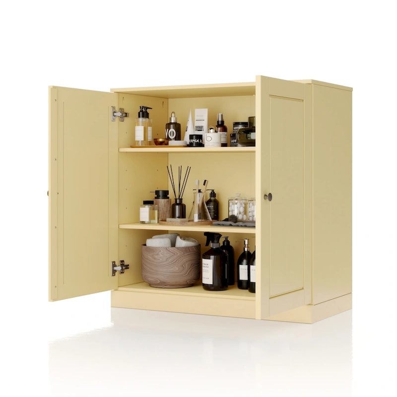 100% Solid Wood 32 Bathroom Cabinet with Solid Doors and Adjustable Shelves
