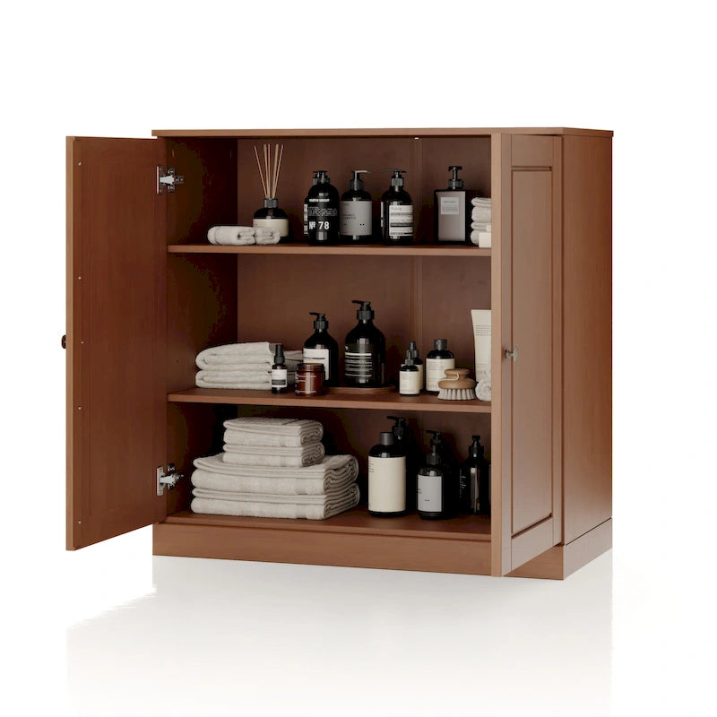 100% Solid Wood 32 Bathroom Cabinet with Solid Doors and Adjustable Shelves