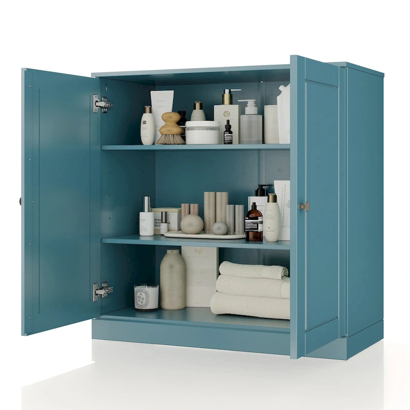 100% Solid Wood 32 Bathroom Cabinet with Solid Doors and Adjustable Shelves