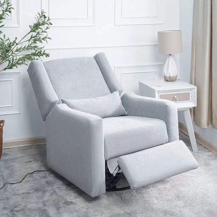 Luxury Power Motion Recliner Chair with Swivel Glider, Upholstered Living Room Reclining Sofa Chair with Lumbar Support