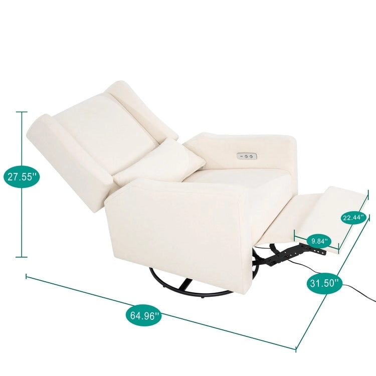 Luxury Power Motion Recliner Chair with Swivel Glider, Upholstered Living Room Reclining Sofa Chair with Lumbar Support