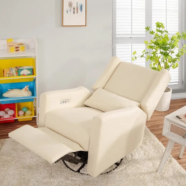 Luxury Power Motion Recliner Chair with Swivel Glider, Upholstered Living Room Reclining Sofa Chair with Lumbar Support