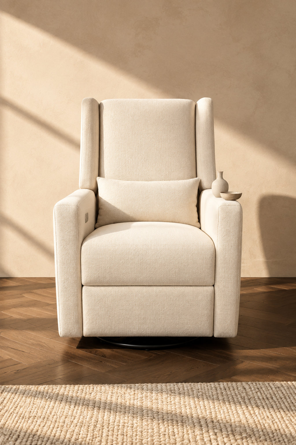 Luxury Power Motion Recliner Chair with Swivel Glider, Upholstered Living Room Reclining Sofa Chair with Lumbar Support