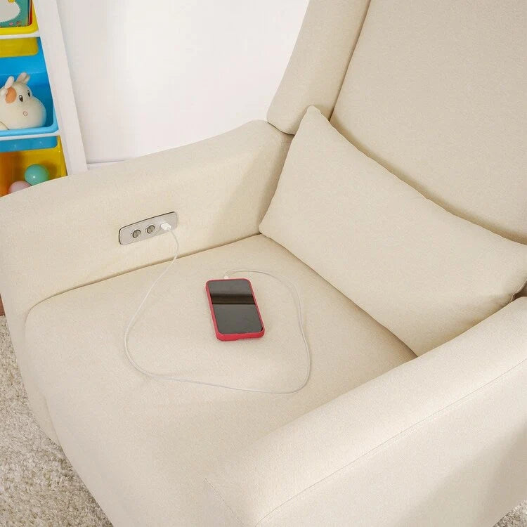 Luxury Power Motion Recliner Chair with Swivel Glider, Upholstered Living Room Reclining Sofa Chair with Lumbar Support