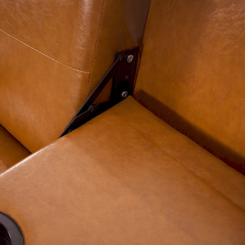Futon-Schlafsofa mit Armlehnen und Getränkehaltern, Schlafsofa aus Kunstleder, wandelbares, klappbares und verstellbares kleines Sofa