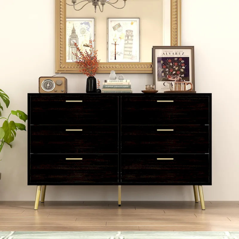 FUFU&GAGA Modern Double 6-Drawer Dresser Chest Of Drawers Cabinet