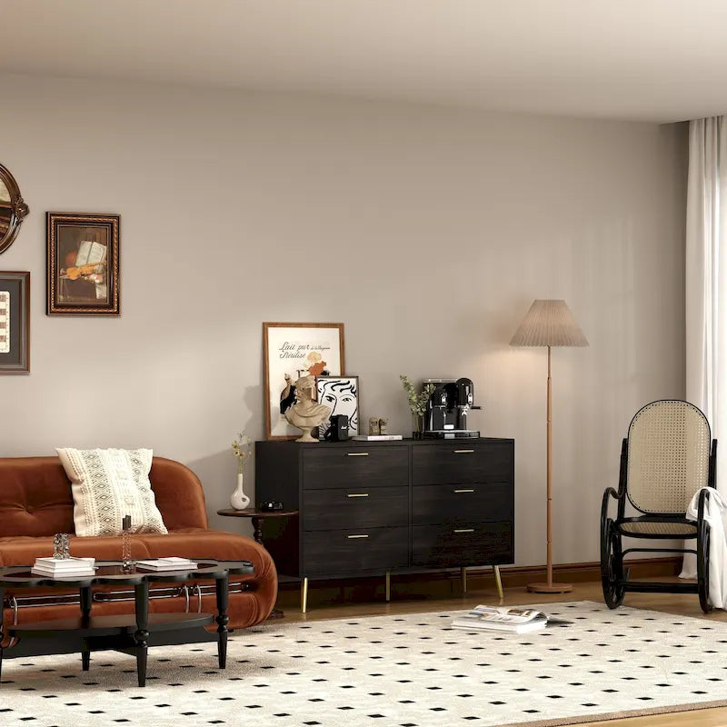 Modern Double 6-Drawer Dresser Chest Of Drawers Cabinet