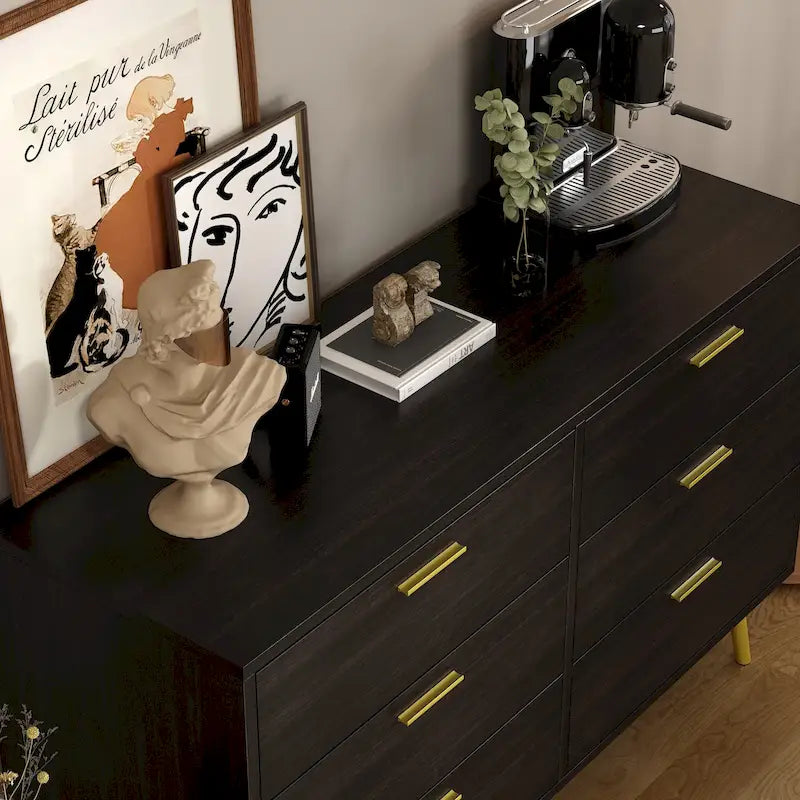 Modern Double 6-Drawer Dresser Chest Of Drawers Cabinet