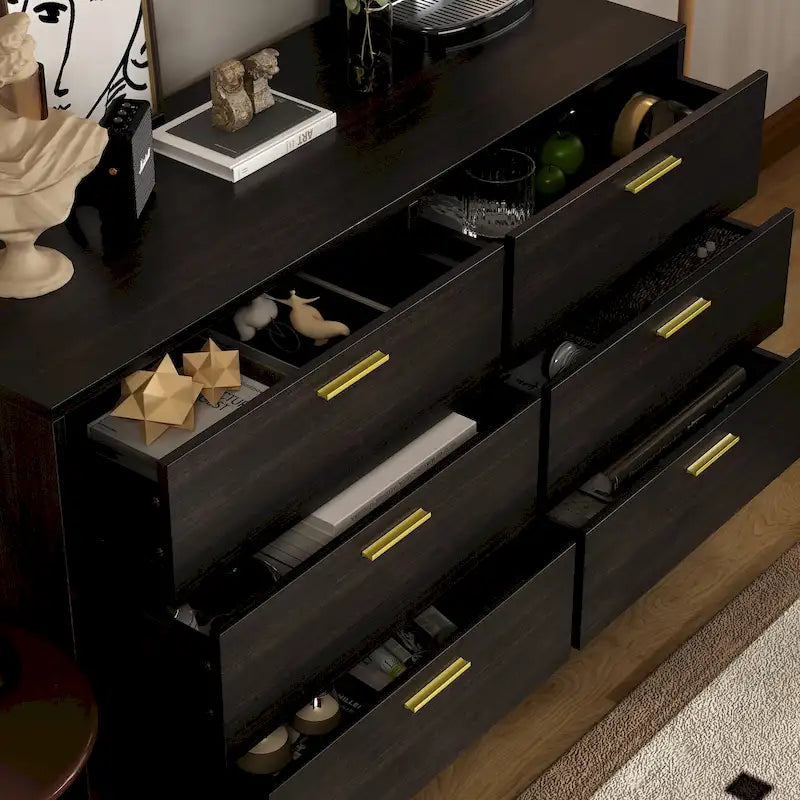 Modern Double 6-Drawer Dresser Chest Of Drawers Cabinet