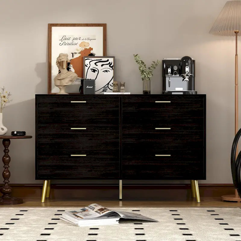 Modern Double 6-Drawer Dresser Chest Of Drawers Cabinet