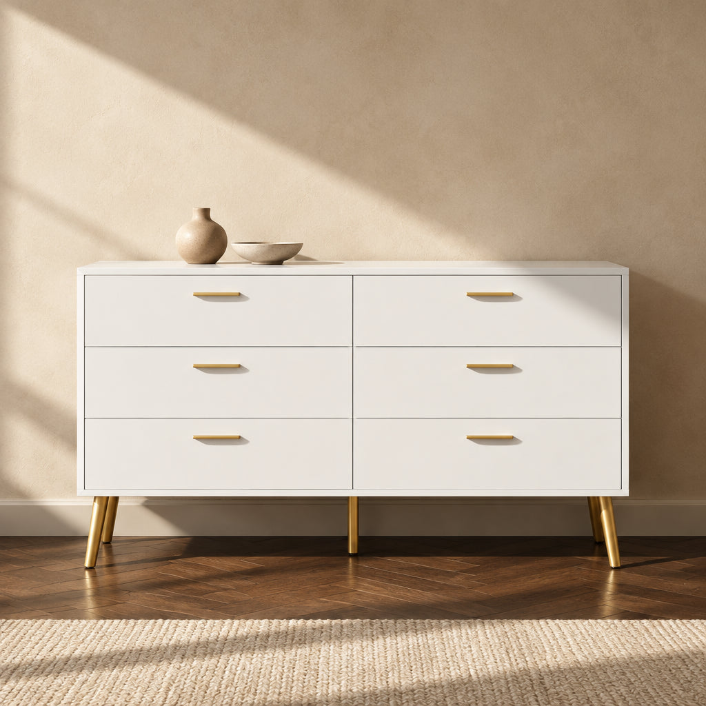 Modern Double 6-Drawer Dresser Chest Of Drawers Cabinet