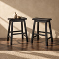 Simple Living Jalen Solid Wood 24-inch Saddle Stool (Set of 2)