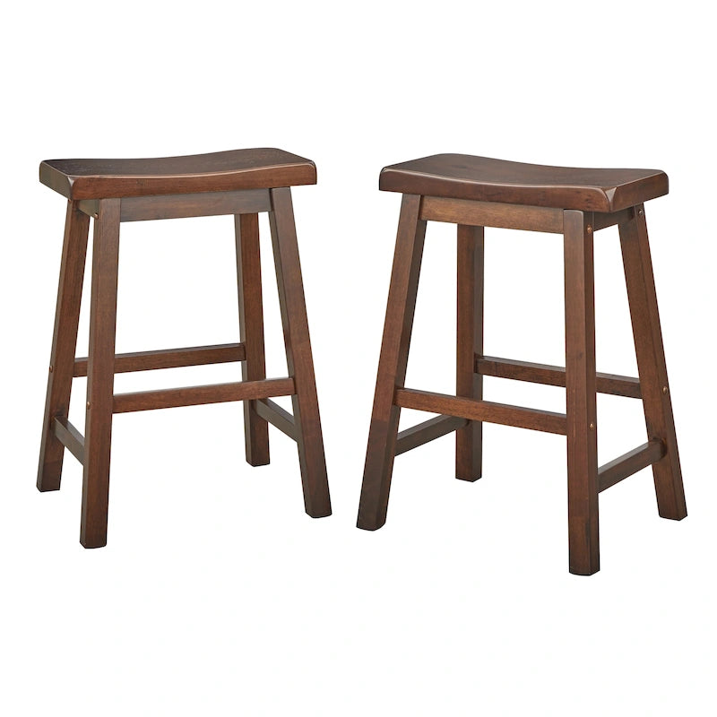 Solid Wood 24-inch Saddle Stool (Set of 2)