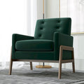 Moderner Lounge-Sessel im Mid-Century-Stil, waldgrüner Samtbezug, walnussbraune Beine - 33