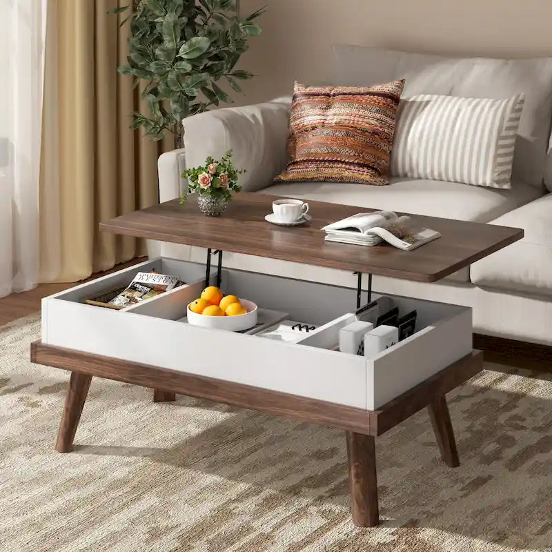 Wood Coffee Table with Hidden Compartment
