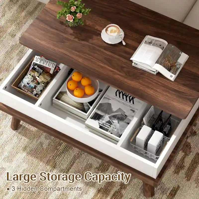 Wood Coffee Table with Hidden Compartment