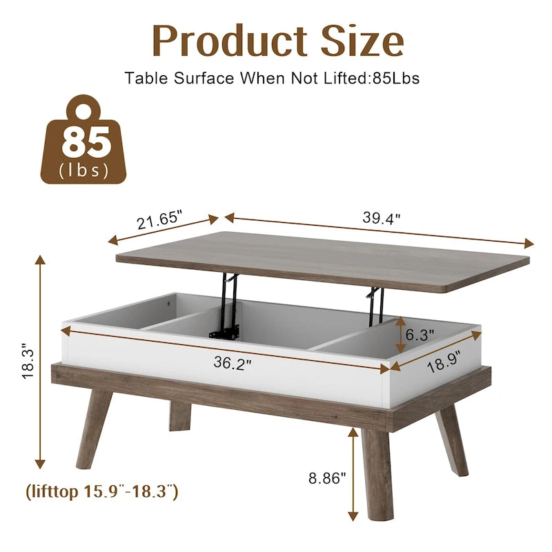 Wood Coffee Table with Hidden Compartment