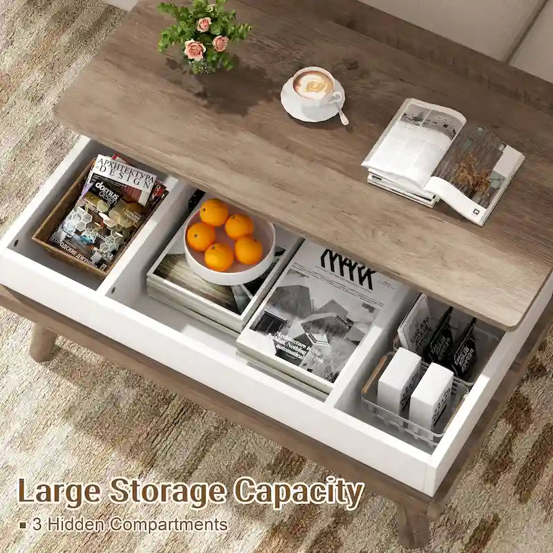 Wood Coffee Table with Hidden Compartment
