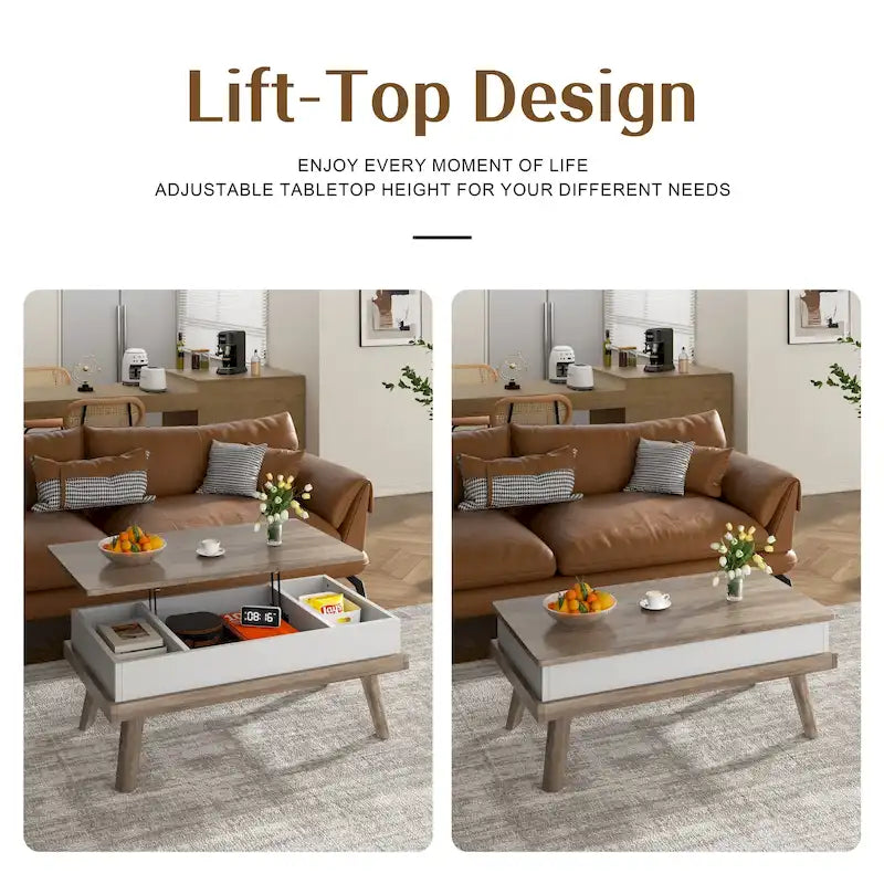 Wood Coffee Table with Hidden Compartment