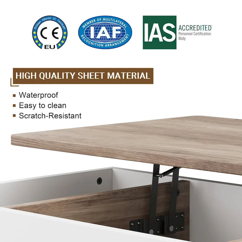 Wood Coffee Table with Hidden Compartment