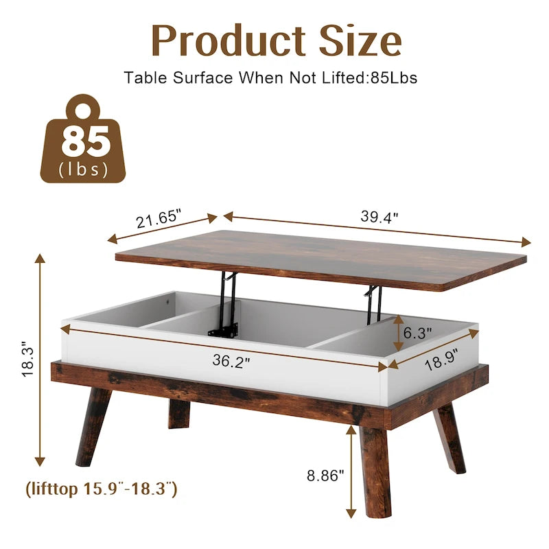 Wood Coffee Table with Hidden Compartment
