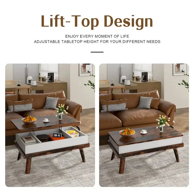 Wood Coffee Table with Hidden Compartment