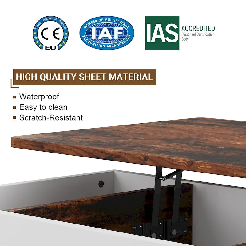 Wood Coffee Table with Hidden Compartment