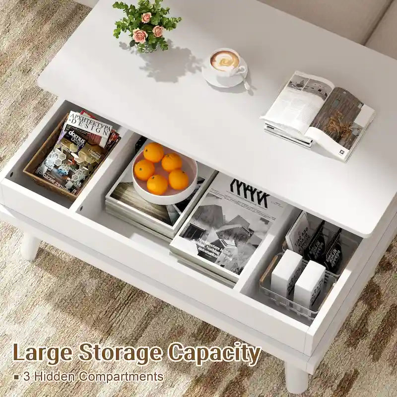 Wood Coffee Table with Hidden Compartment