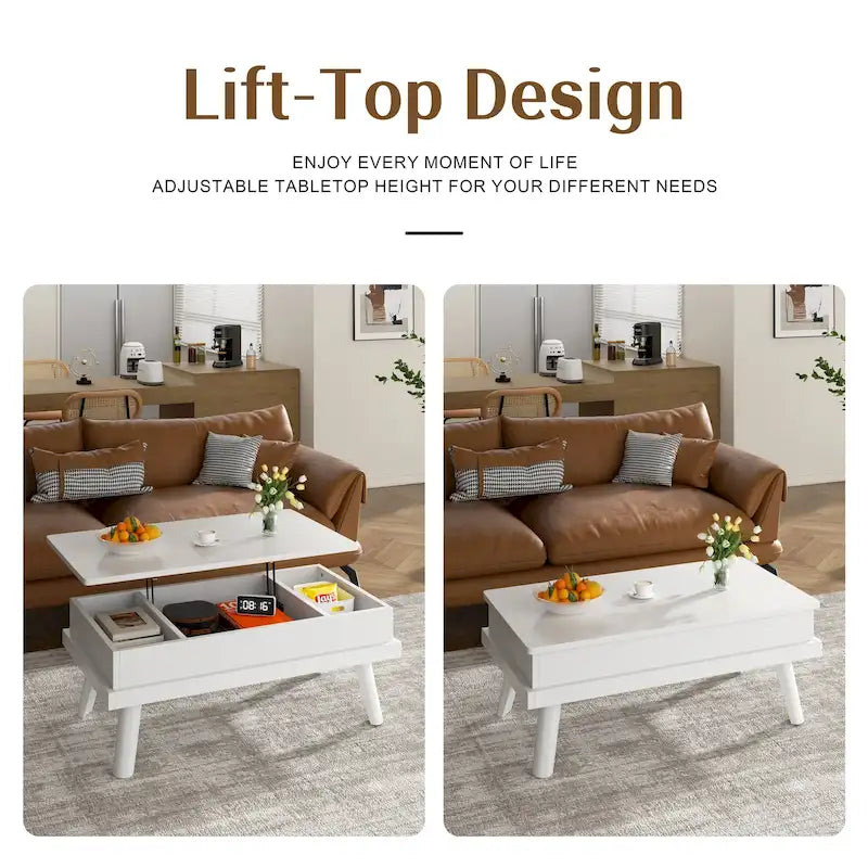 Wood Coffee Table with Hidden Compartment
