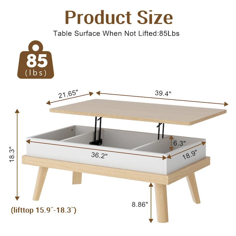 Wood Coffee Table with Hidden Compartment