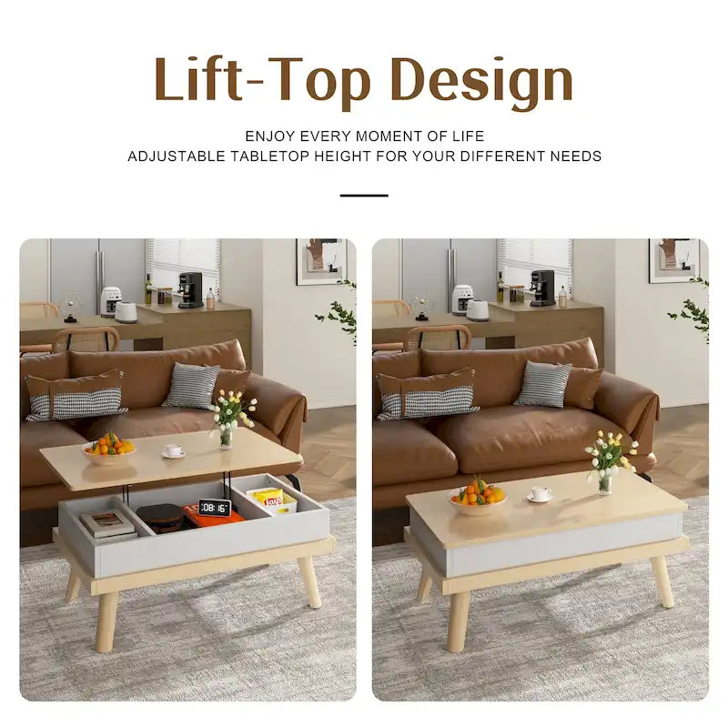 Wood Coffee Table with Hidden Compartment