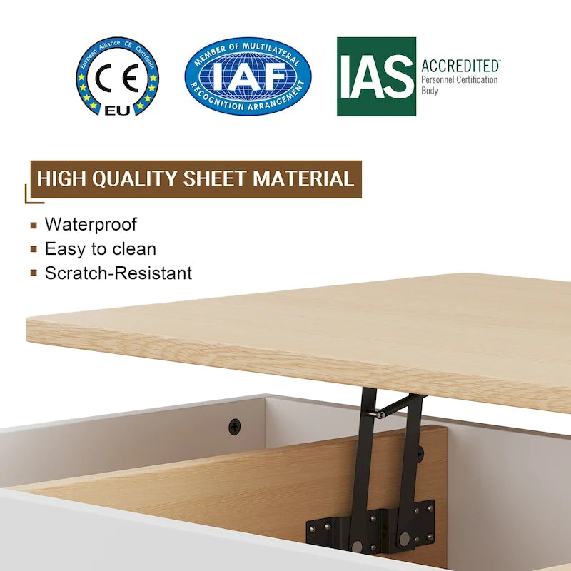 Wood Coffee Table with Hidden Compartment