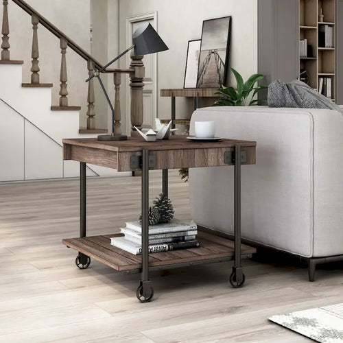 Hyssop Farmhouse 24-inch Steel 1-Shelf End Table by Furniture of America