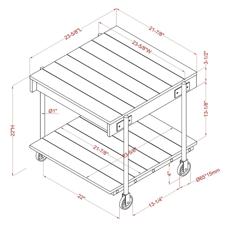 24-inch Steel 1-Shelf End Table