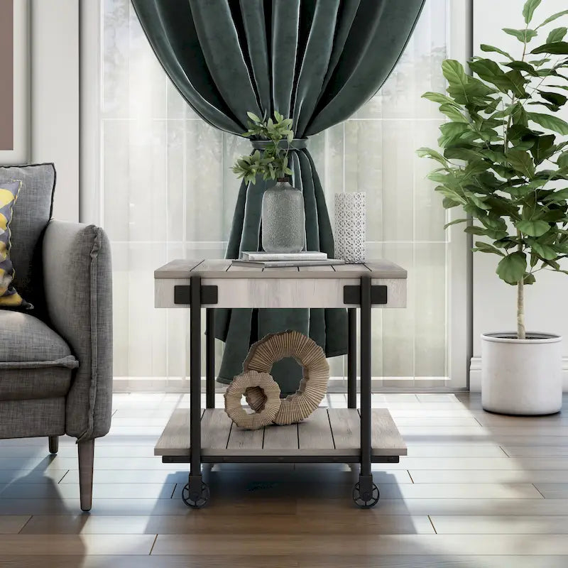 24-inch Steel 1-Shelf End Table
