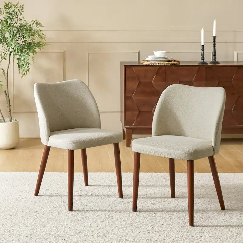 Upholstered Solid Wood Dining Chair Set of 2