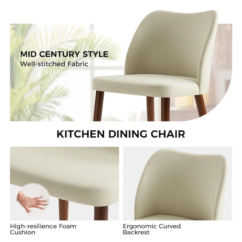Upholstered Solid Wood Dining Chair Set of 2