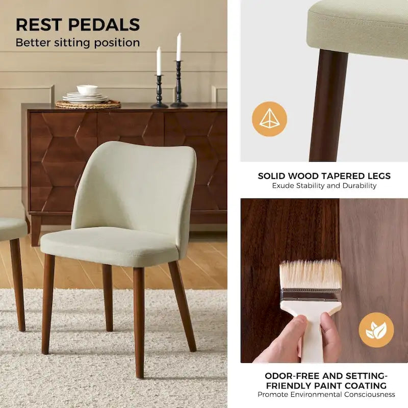 Upholstered Solid Wood Dining Chair Set of 2
