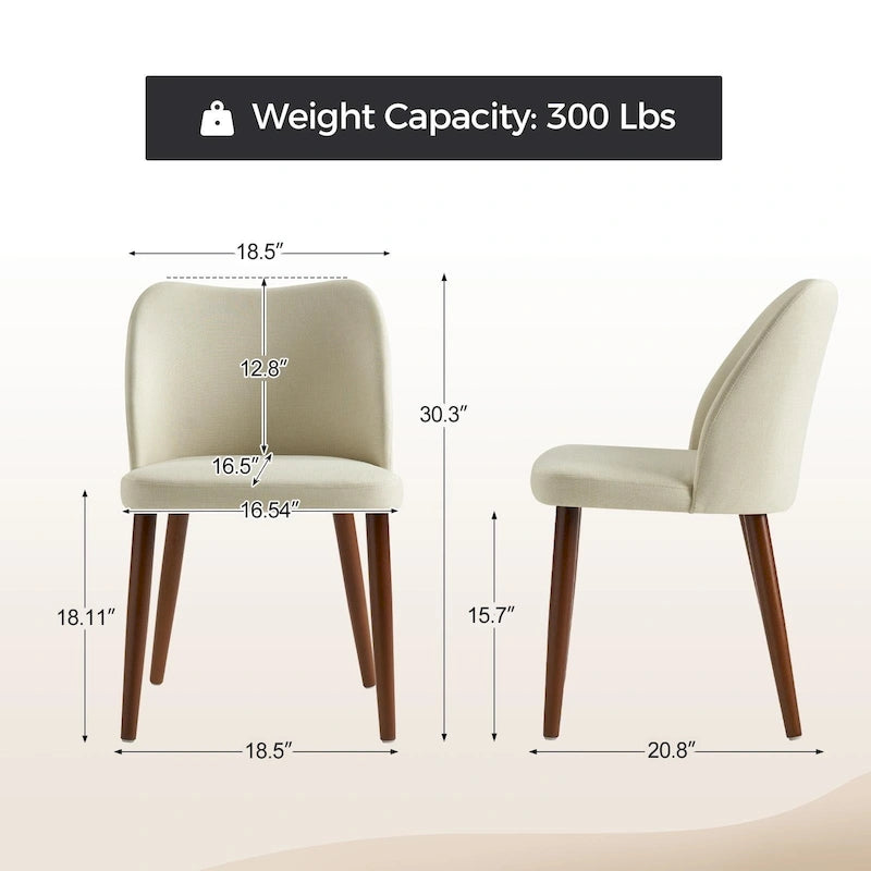 Upholstered Solid Wood Dining Chair Set of 2
