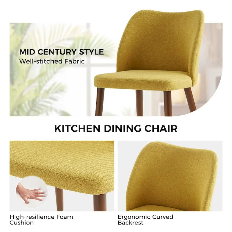 Upholstered Solid Wood Dining Chair Set of 2