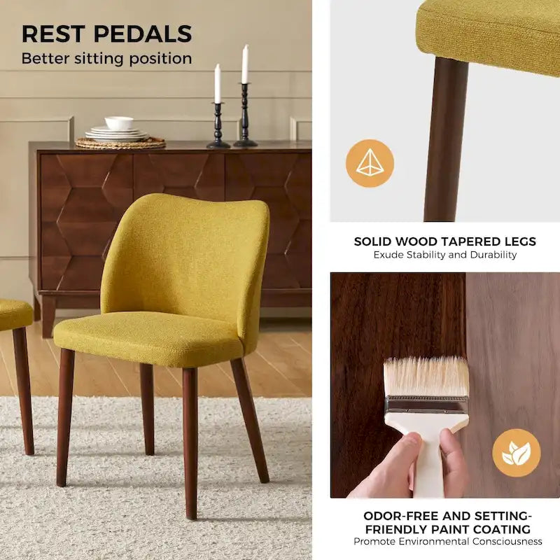 Upholstered Solid Wood Dining Chair Set of 2