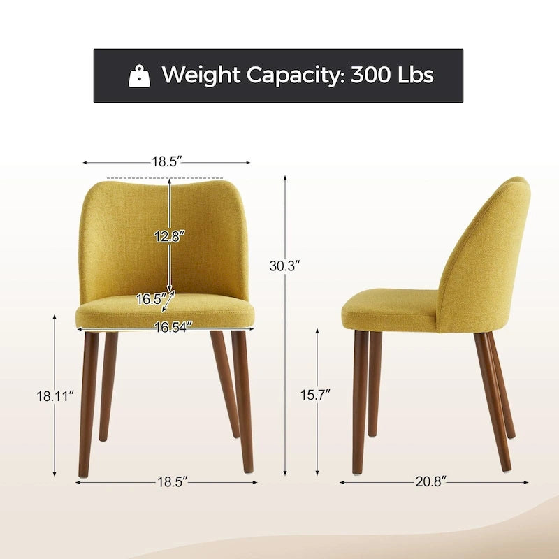 Upholstered Solid Wood Dining Chair Set of 2